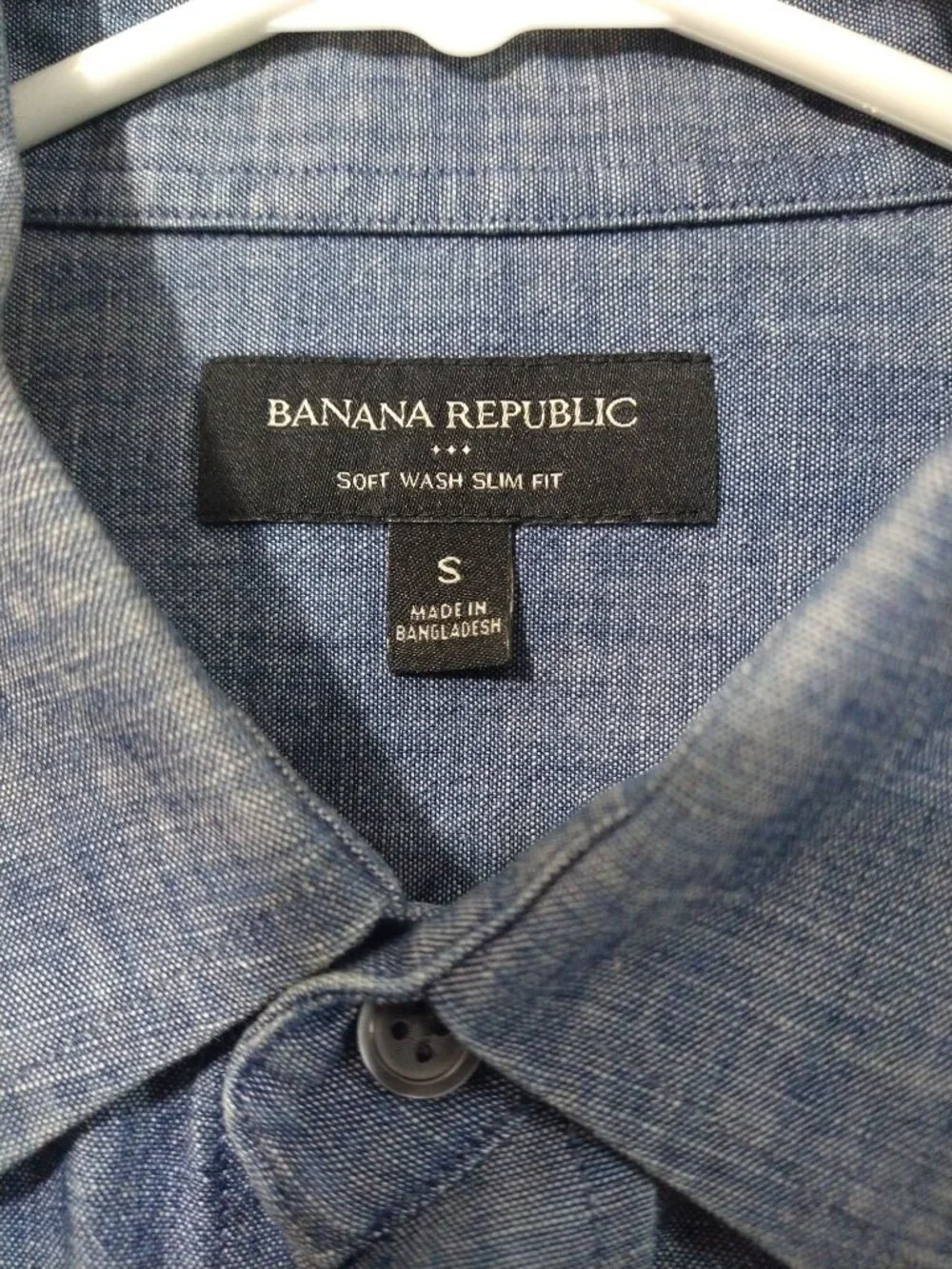 Banana Republic Shirt Mens Small Blue Chambray Slim Fit Long Sleeve Button Up